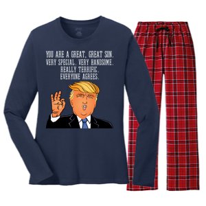 Donald Trump Your A Great Son Women's Long Sleeve Flannel Pajama Set 