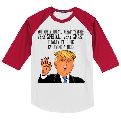 Donald Trump Your A Great Teacher Kids Colorblock Raglan Jersey