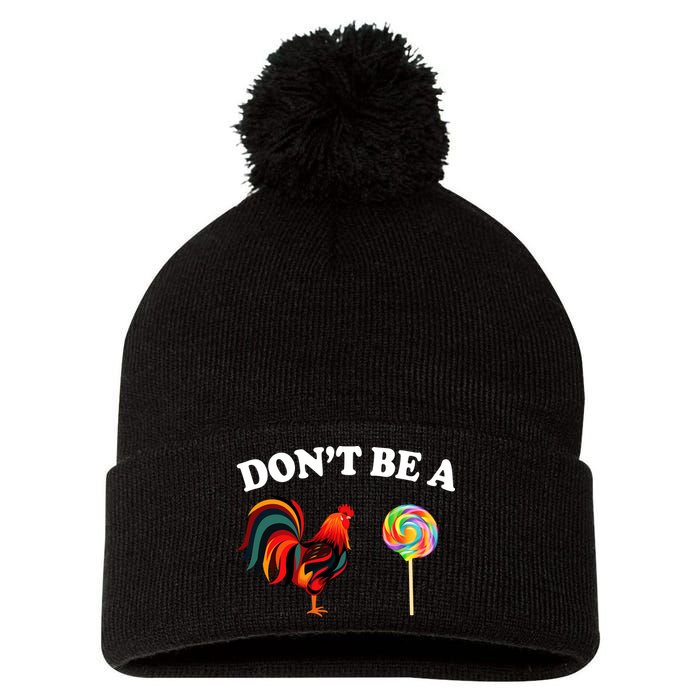 Don't Be A Chicken Lollipop Pom Pom 12in Knit Beanie