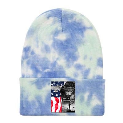 Don't Be Afraid Just Have Faith Mark 5:36 Jesus American Flag Tie Dye 12in Knit Beanie