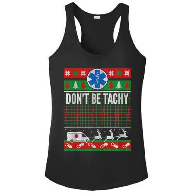 Don't Be Tachy EMT Ugly Christmas Ladies PosiCharge Competitor Racerback Tank