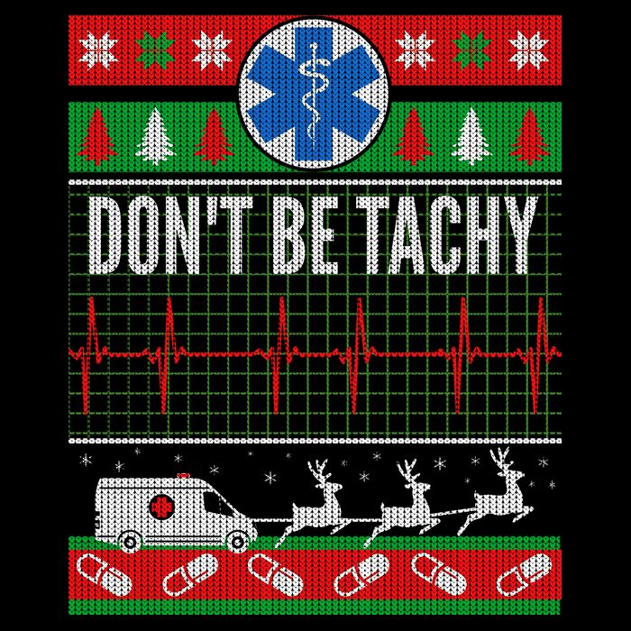 Don't Be Tachy EMT Ugly Christmas Cropped Pullover Crew