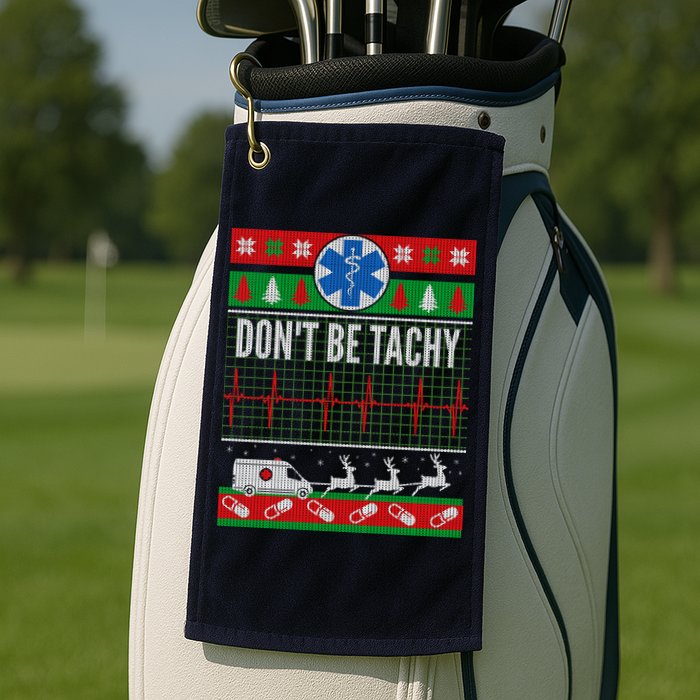 Don't Be Tachy EMT Ugly Christmas Golf Towel
