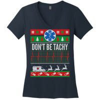 Don't Be Tachy EMT Ugly Christmas Women's V-Neck T-Shirt