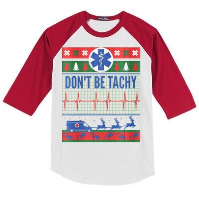 Don't Be Tachy EMT Ugly Christmas Kids Colorblock Raglan Jersey