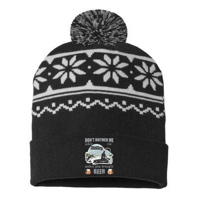 Don't Bother Me While I'm Fishing Beer USA-Made Snowflake Beanie