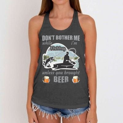 Don't Bother Me While I'm Fishing Beer Women's Knotted Racerback Tank