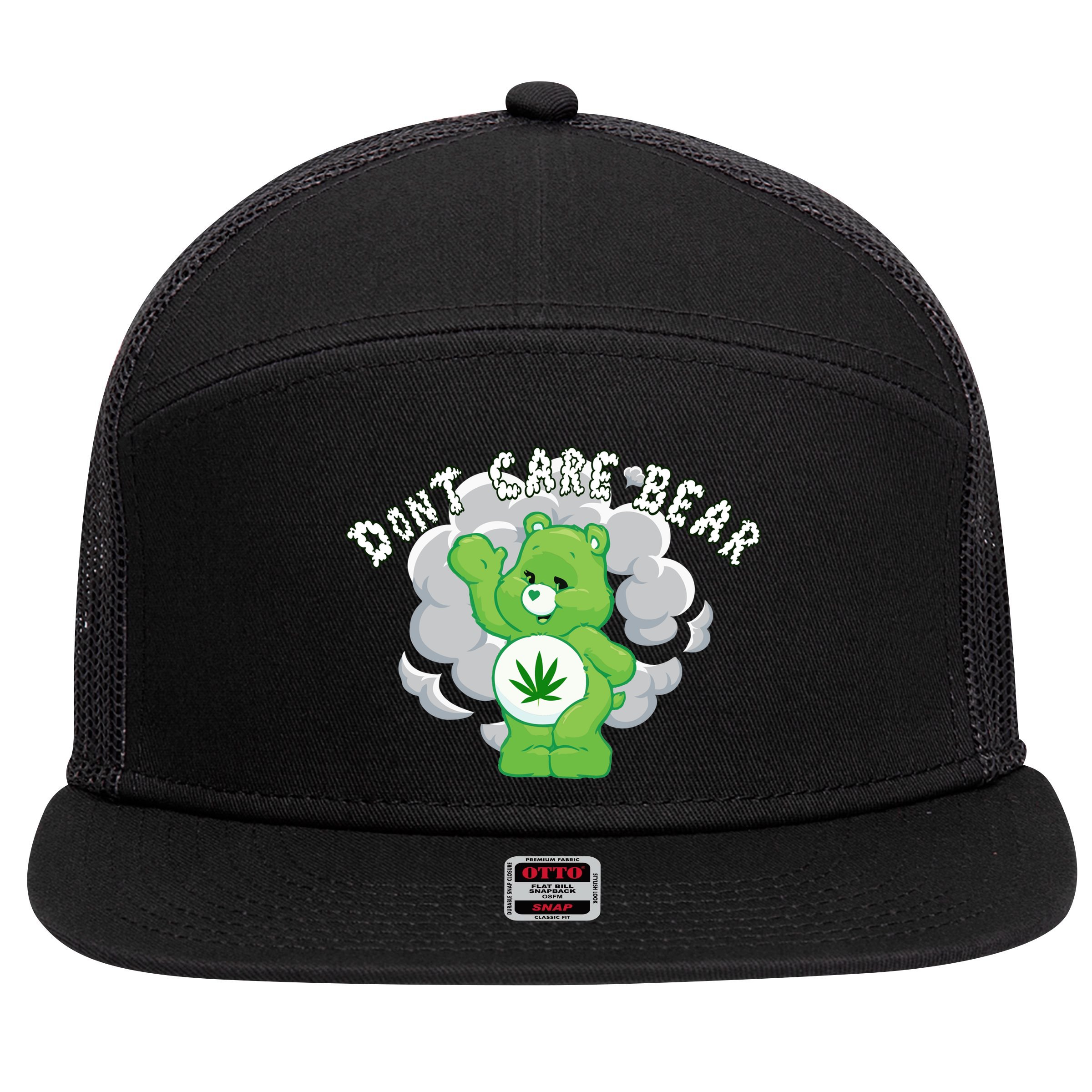 Don't Care Smoking Bear 7 Panel Mesh Trucker Snapback Hat