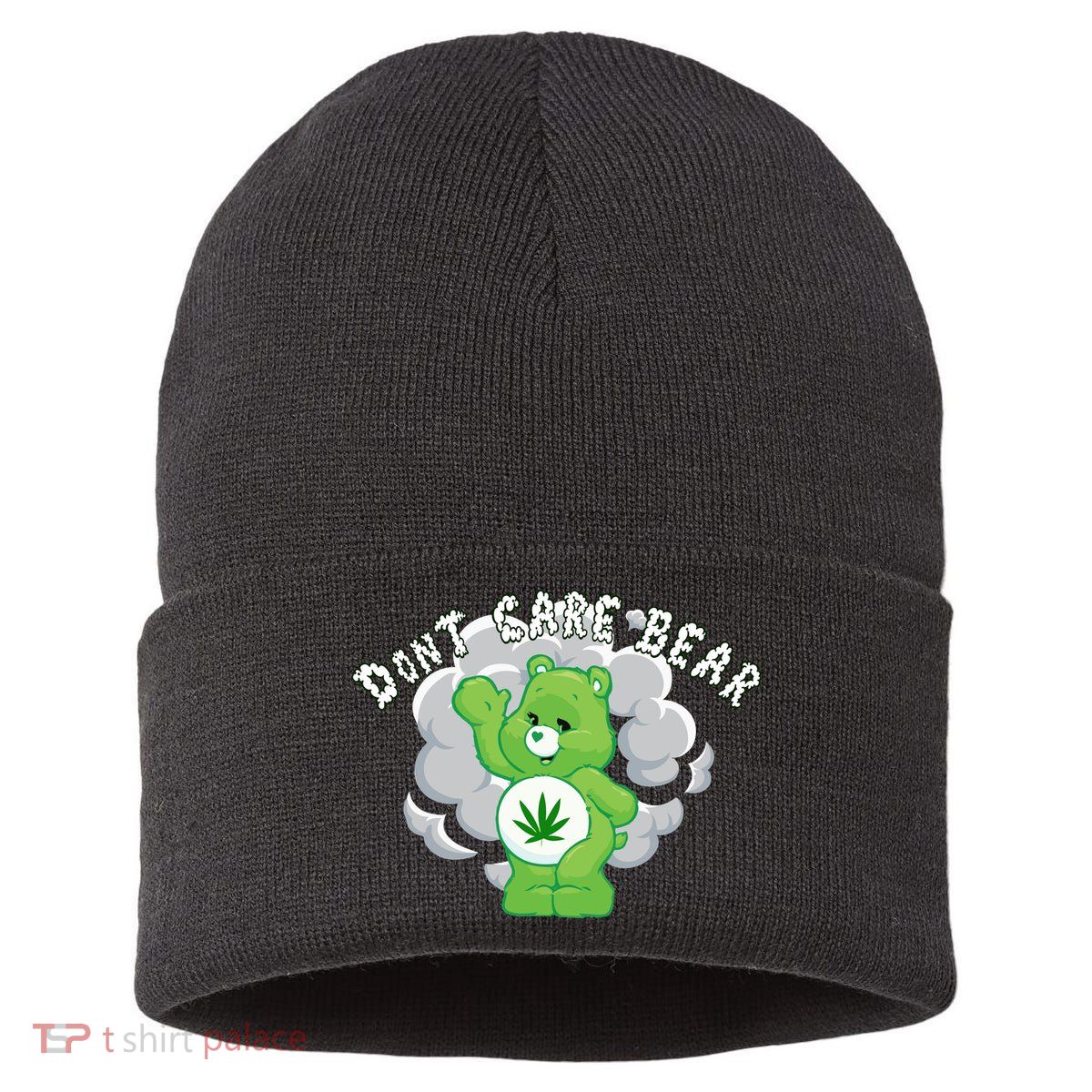 Don't Care Smoking Bear Sustainable Knit Beanie