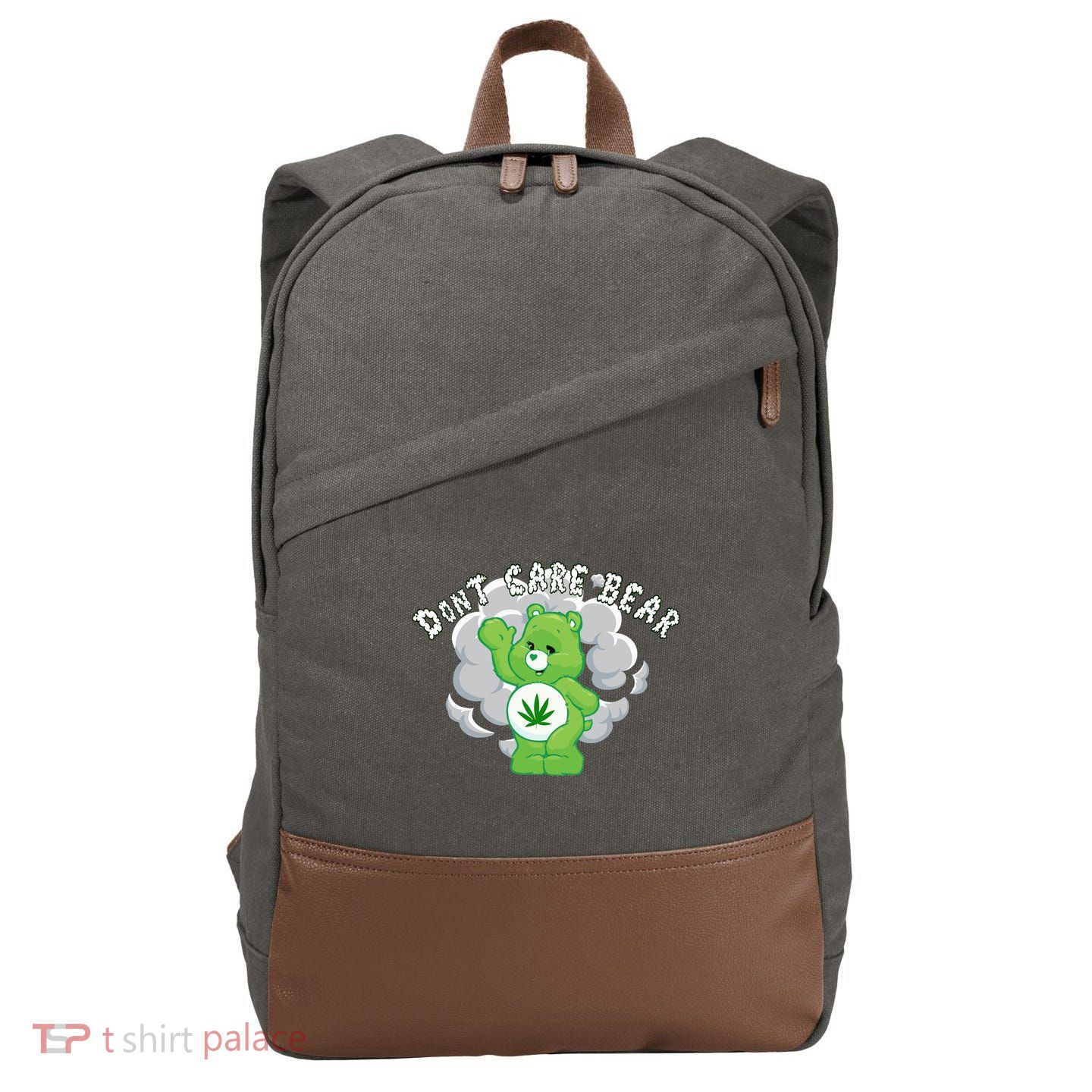 Don't Care Smoking Bear Cotton Canvas Backpack