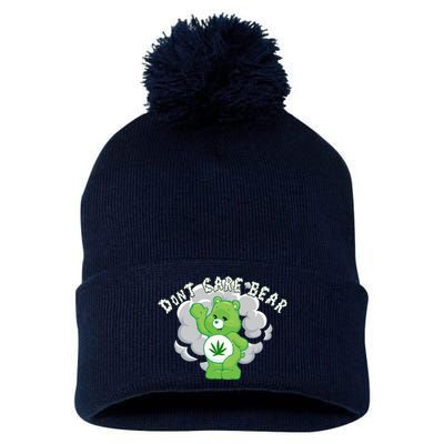 Don't Care Smoking Bear Pom Pom 12in Knit Beanie