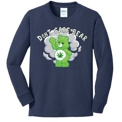 Don't Care Smoking Bear Kids Long Sleeve Shirt