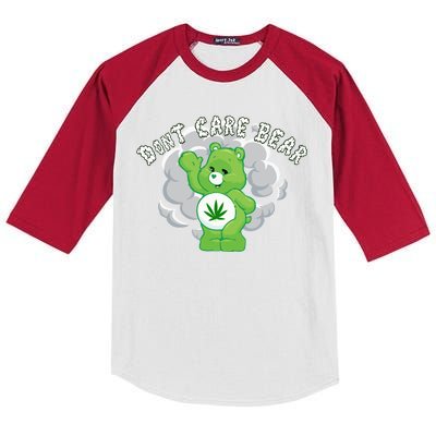 Don't Care Smoking Bear Kids Colorblock Raglan Jersey