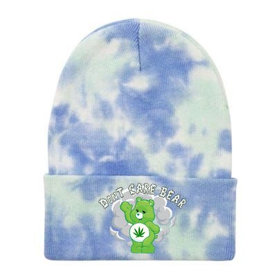 Don't Care Smoking Bear Tie Dye 12in Knit Beanie