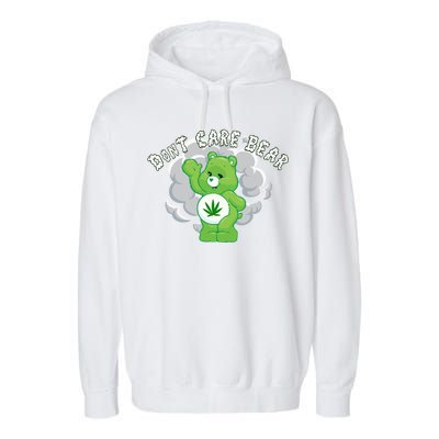 Don't Care Smoking Bear Garment-Dyed Fleece Hoodie