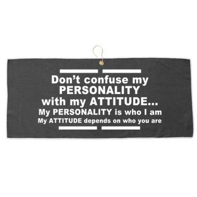 Don't Confuse My Personality With My Attitude Large Microfiber Waffle Golf Towel