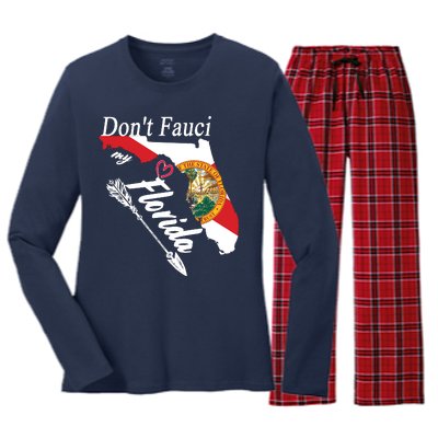 Don't Fauci My Florida Flag Vintage Women's Long Sleeve Flannel Pajama Set 