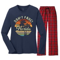 Don't Fauci My Florida Retro Palm Trees Women's Long Sleeve Flannel Pajama Set 