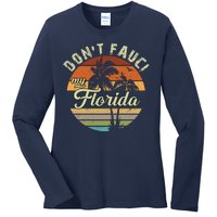 Don't Fauci My Florida Retro Palm Trees Ladies Long Sleeve Shirt