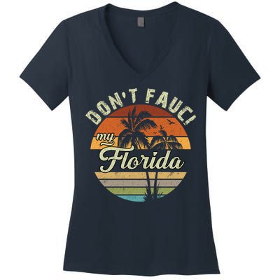 Don't Fauci My Florida Retro Palm Trees Women's V-Neck T-Shirt