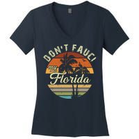 Don't Fauci My Florida Retro Palm Trees Women's V-Neck T-Shirt