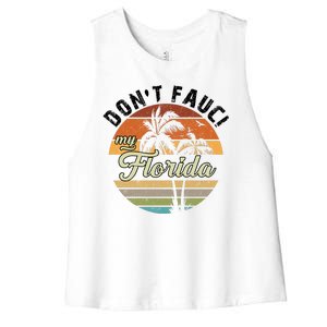 Don't Fauci My Florida Retro Palm Trees Women's Racerback Cropped Tank