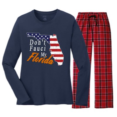 Don't Fauci My Florida Vintage Women's Long Sleeve Flannel Pajama Set 