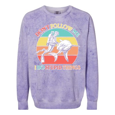 Don't Follow Me I Do Stupid Things Scuba Diver Colorblast Crewneck Sweatshirt