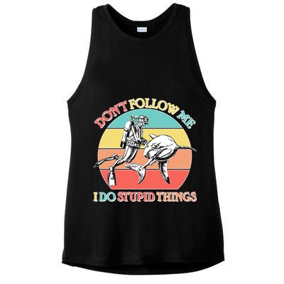 Don't Follow Me I Do Stupid Things Scuba Diver Ladies PosiCharge Tri-Blend Wicking Tank
