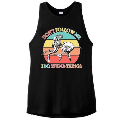 Don't Follow Me I Do Stupid Things Scuba Diver Ladies PosiCharge Tri-Blend Wicking Tank