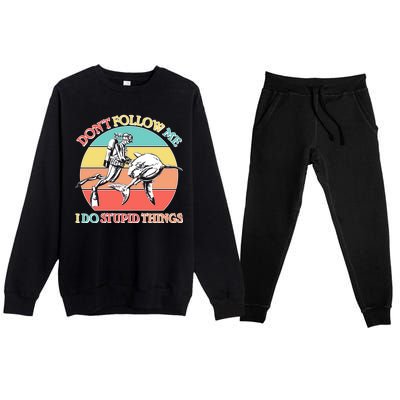 Don't Follow Me I Do Stupid Things Scuba Diver Premium Crewneck Sweatsuit Set