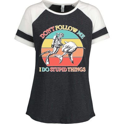 Don't Follow Me I Do Stupid Things Scuba Diver Enza Ladies Jersey Colorblock Tee