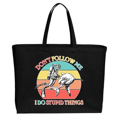 Don't Follow Me I Do Stupid Things Scuba Diver Cotton Canvas Jumbo Tote