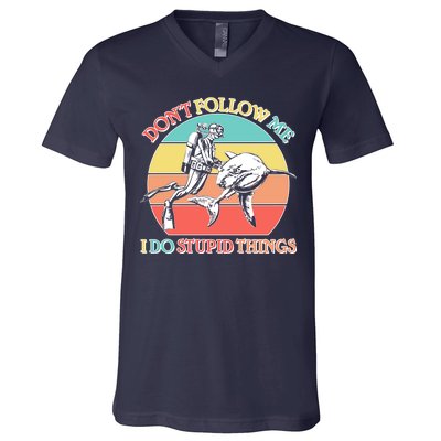 Don't Follow Me I Do Stupid Things Scuba Diver V-Neck T-Shirt