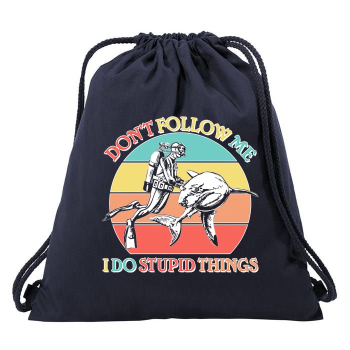 Don't Follow Me I Do Stupid Things Scuba Diver Drawstring Bag