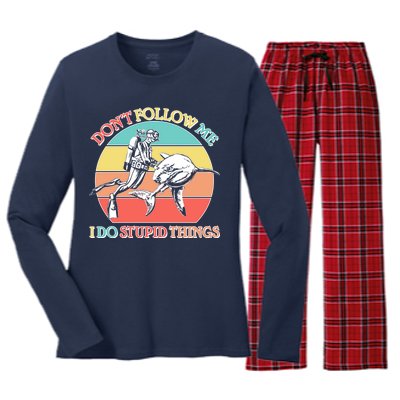 Don't Follow Me I Do Stupid Things Scuba Diver Women's Long Sleeve Flannel Pajama Set 