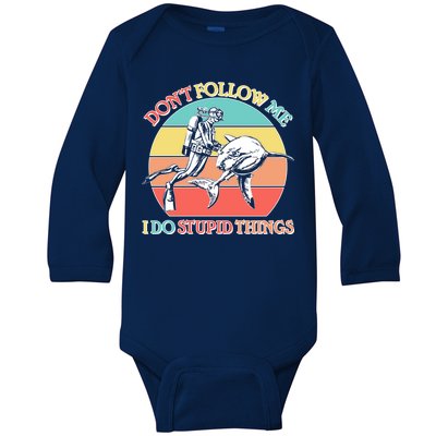 Don't Follow Me I Do Stupid Things Scuba Diver Baby Long Sleeve Bodysuit