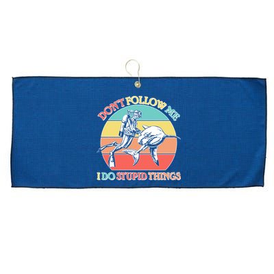 Don't Follow Me I Do Stupid Things Scuba Diver Large Microfiber Waffle Golf Towel