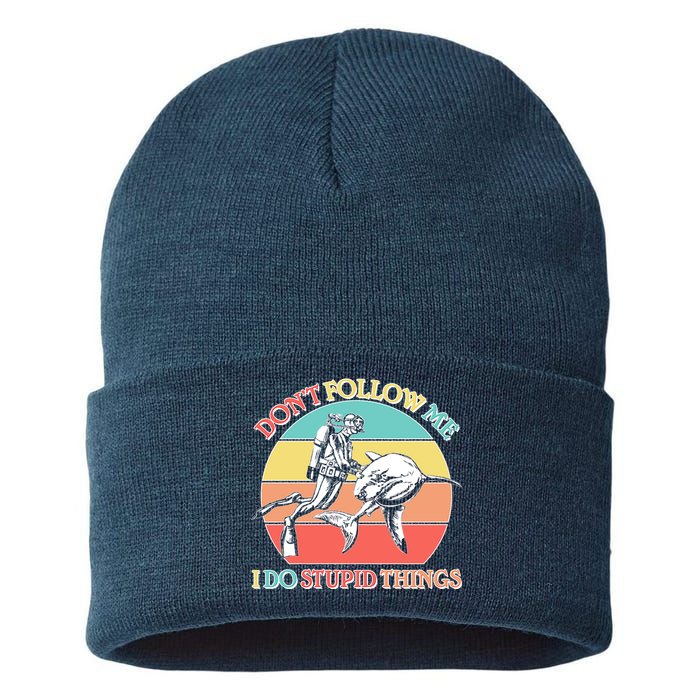 Don't Follow Me I Do Stupid Things Scuba Diver Sustainable Knit Beanie