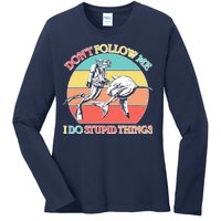 Don't Follow Me I Do Stupid Things Scuba Diver Ladies Long Sleeve Shirt