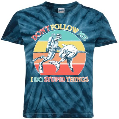 Don't Follow Me I Do Stupid Things Scuba Diver Kids Tie-Dye T-Shirt