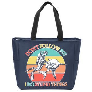 Don't Follow Me I Do Stupid Things Scuba Diver Zip Tote Bag