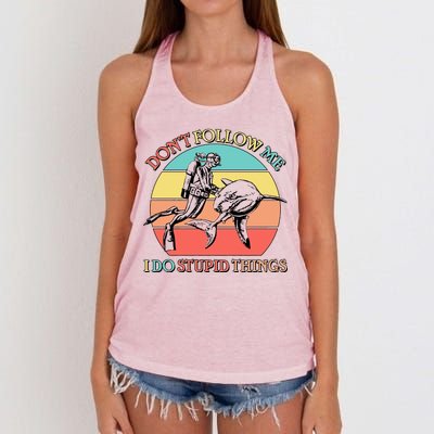 Don't Follow Me I Do Stupid Things Scuba Diver Women's Knotted Racerback Tank