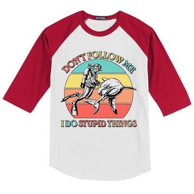 Don't Follow Me I Do Stupid Things Scuba Diver Kids Colorblock Raglan Jersey