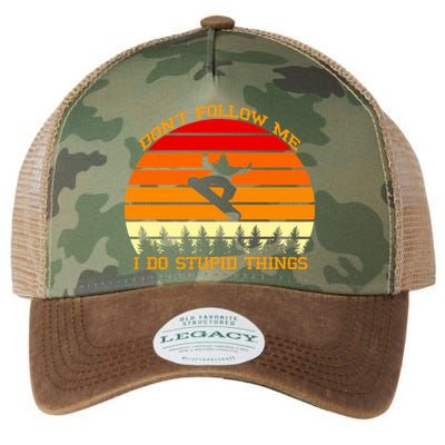 Don't Follow Me I Do Stupid Things Snow Boarding Legacy Tie Dye Trucker Hat