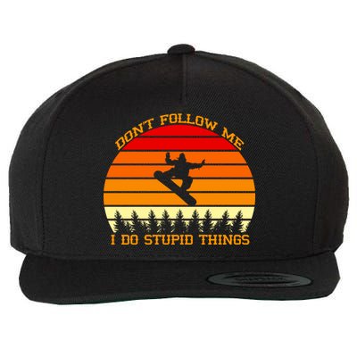 Don't Follow Me I Do Stupid Things Snow Boarding Wool Snapback Cap