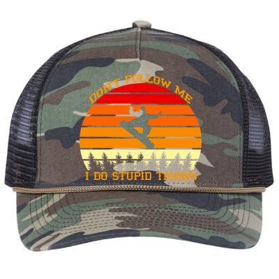 Don't Follow Me I Do Stupid Things Snow Boarding Retro Rope Trucker Hat Cap