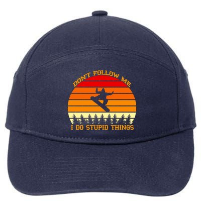 Don't Follow Me I Do Stupid Things Snow Boarding 7-Panel Snapback Hat