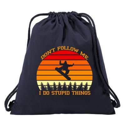 Don't Follow Me I Do Stupid Things Snow Boarding Drawstring Bag