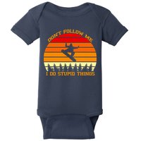 Don't Follow Me I Do Stupid Things Snow Boarding Baby Bodysuit
